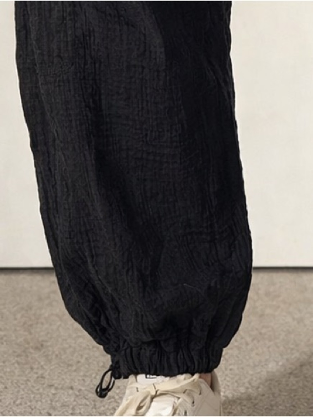 Black Cargo Drawstring Pants - Picture 3 of 3